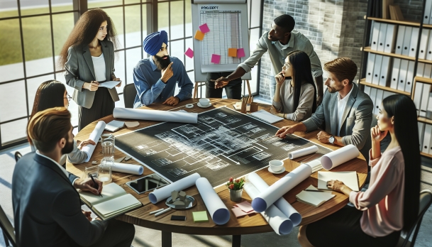 Discussing the development process, timeline, and project management
